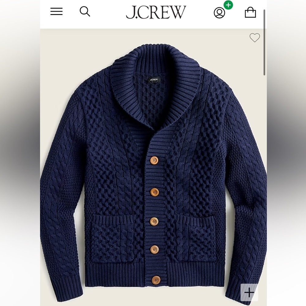 NWT J. Crew Cotton cable-knit shawl-collar cardigan